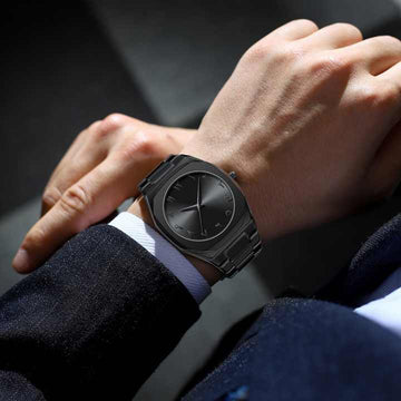 Stainless Steel Arabic Watch For Men Islamic Calligraphy Watch Black Dial